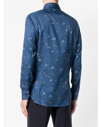 Chemise à manches longues à fleurs bleue Etro