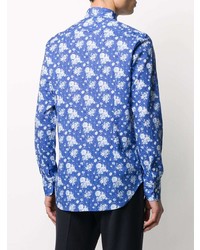 Chemise à manches longues à fleurs bleue Canali