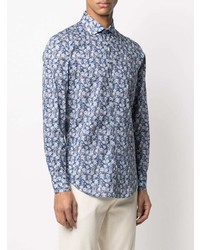 Chemise à manches longues à fleurs bleue Etro