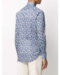 Chemise à manches longues à fleurs bleue Etro