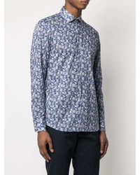 Chemise à manches longues à fleurs bleue Etro