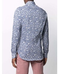 Chemise à manches longues à fleurs bleue Orian