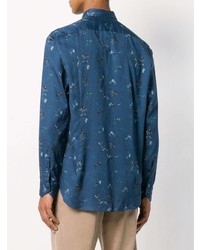 Chemise à manches longues à fleurs bleue Etro