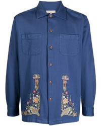Chemise à manches longues à fleurs bleue Nudie Jeans