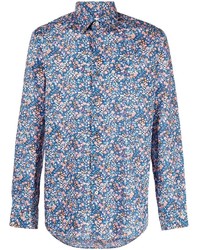 Chemise à manches longues à fleurs bleue Paul Smith