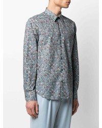 Chemise à manches longues à fleurs bleue Paul Smith