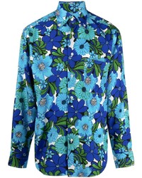 Chemise à manches longues à fleurs bleue Tom Ford