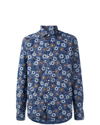 Chemise à manches longues à fleurs bleue Xacus
