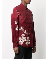 Chemise à manches longues à fleurs bordeaux Amiri
