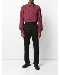 Chemise à manches longues à fleurs bordeaux Acne Studios