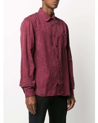 Chemise à manches longues à fleurs bordeaux Acne Studios