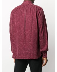 Chemise à manches longues à fleurs bordeaux Acne Studios