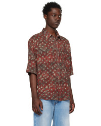 Chemise à manches longues à fleurs bordeaux Acne Studios