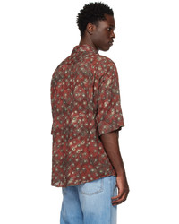 Chemise à manches longues à fleurs bordeaux Acne Studios