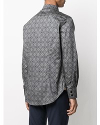 Chemise à manches longues à fleurs gris foncé Billionaire