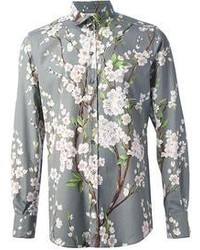 Chemise à manches longues à fleurs grise Dolce & Gabbana