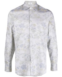 Chemise à manches longues à fleurs grise Etro