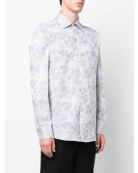 Chemise à manches longues à fleurs grise Etro