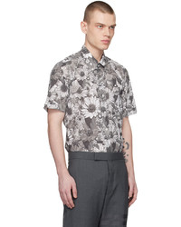 Chemise à manches longues à fleurs grise Thom Browne