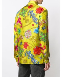Chemise à manches longues à fleurs jaune Versace