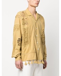 Chemise à manches longues à fleurs jaune Baziszt