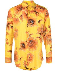 Chemise à manches longues à fleurs jaune Etro