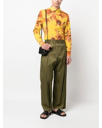 Chemise à manches longues à fleurs jaune Etro