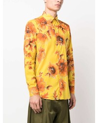 Chemise à manches longues à fleurs jaune Etro