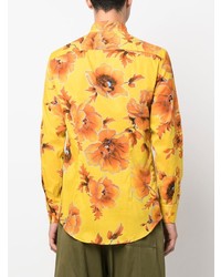 Chemise à manches longues à fleurs jaune Etro