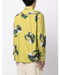 Chemise à manches longues à fleurs jaune Paul Smith