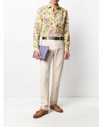 Chemise à manches longues à fleurs jaune Etro