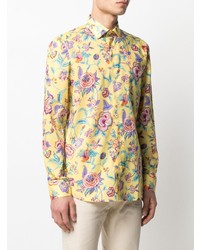 Chemise à manches longues à fleurs jaune Etro