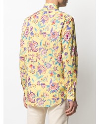 Chemise à manches longues à fleurs jaune Etro