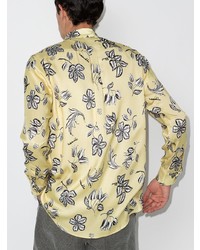 Chemise à manches longues à fleurs jaune Nanushka