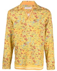 Chemise à manches longues à fleurs jaune Orlebar Brown