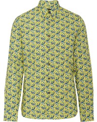Chemise à manches longues à fleurs jaune Prada