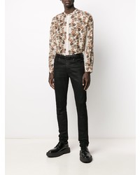 Chemise à manches longues à fleurs marron clair DSQUARED2