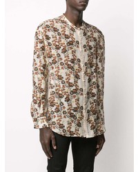 Chemise à manches longues à fleurs marron clair DSQUARED2