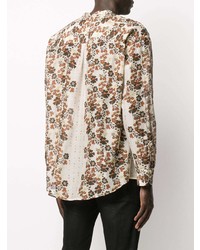 Chemise à manches longues à fleurs marron clair DSQUARED2