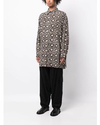 Chemise à manches longues à fleurs marron clair Yohji Yamamoto