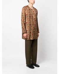 Chemise à manches longues à fleurs marron clair Uma Wang
