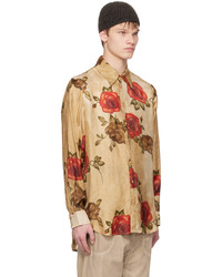 Chemise à manches longues à fleurs marron clair Uma Wang