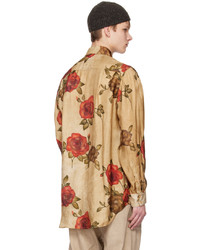 Chemise à manches longues à fleurs marron clair Uma Wang