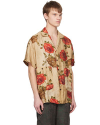 Chemise à manches longues à fleurs marron clair Uma Wang