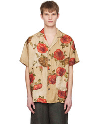 Chemise à manches longues à fleurs marron clair Uma Wang