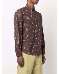 Chemise à manches longues à fleurs marron foncé Jacquemus