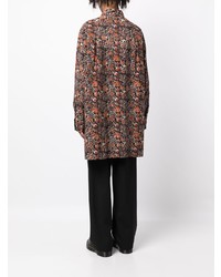 Chemise à manches longues à fleurs marron foncé Yohji Yamamoto
