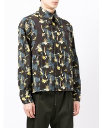 Chemise à manches longues à fleurs marron foncé Kiko Kostadinov