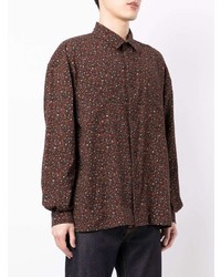 Chemise à manches longues à fleurs marron foncé YMC