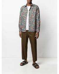 Chemise à manches longues à fleurs marron foncé Paul Smith